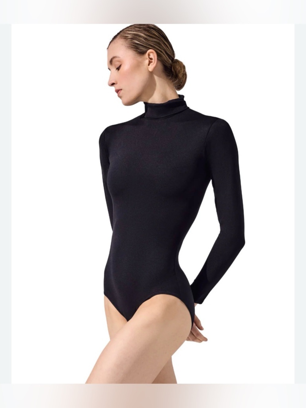 Capezio Black Long-Sleeve Mock Neck Dance Bodysuit